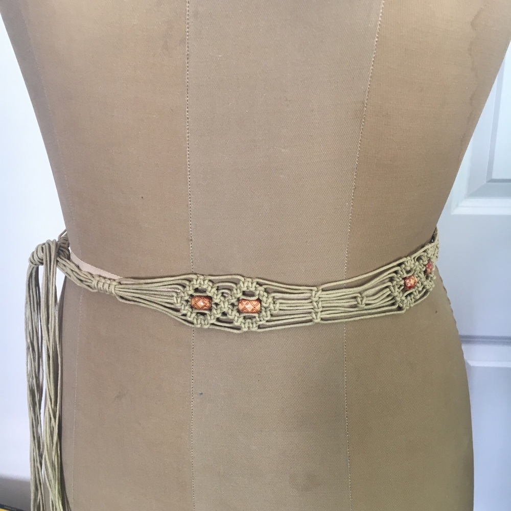 2/$20 Beaded Macrame Tie Belt